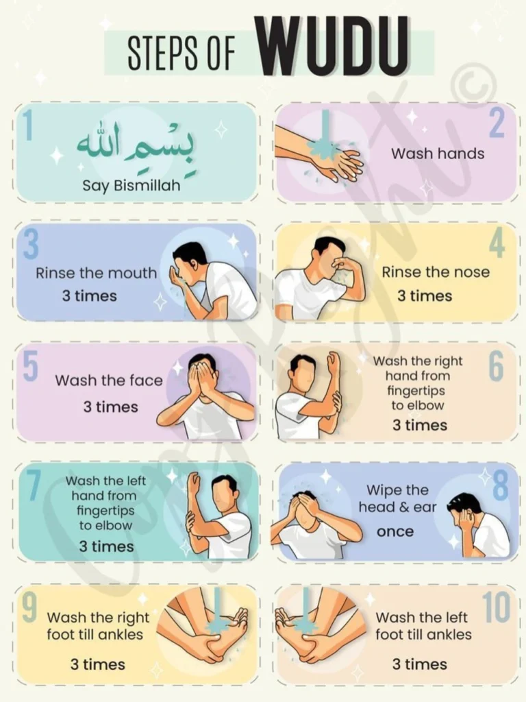 infographic for Steps of wudu for men and women